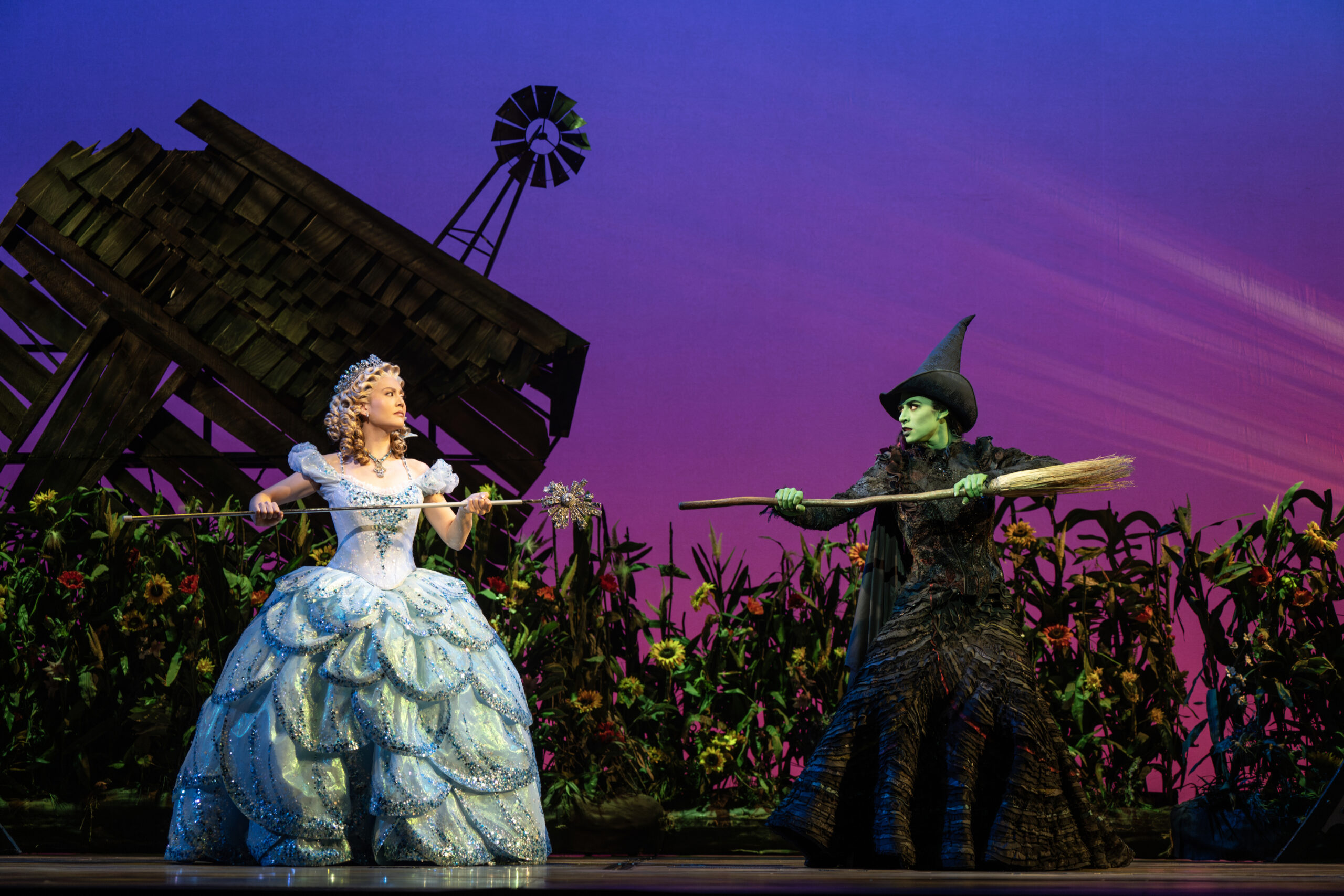 Zoe Jensen as Glinda and Jessie Davidson as Elphaba in the National Tour of WICKED, photo by Joan Marcus (0062r)